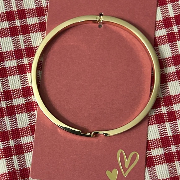 Gold Heart Hoop Rhinestone Earrings and Heart Stamp Bracelet Gold Tone NEW - Picture 3 of 12